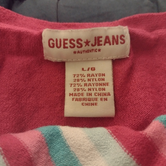 Guess Pink, Blue, and White Crop Halter Top Size Large - Picture 3 of 4